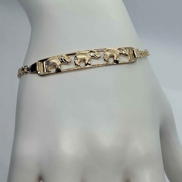 Jewelry - Brazilian 18k Gold filled 3 Elephants Bracelet